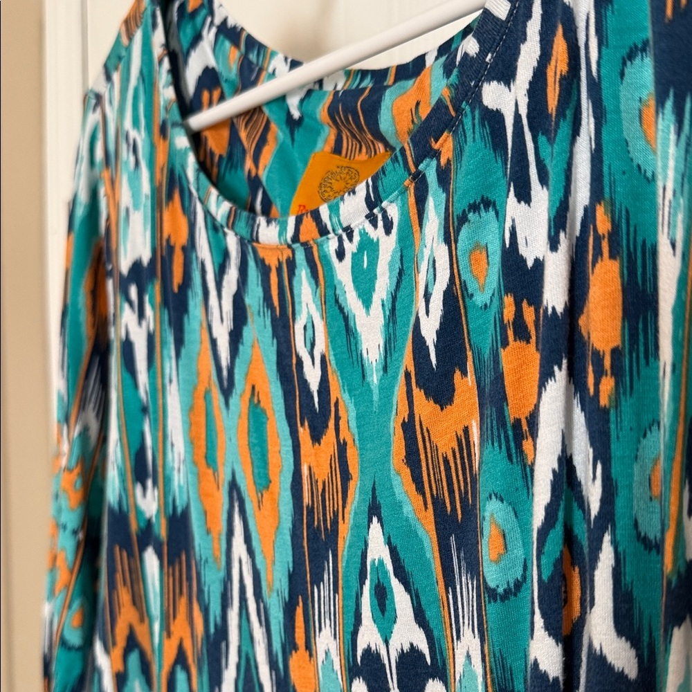 ⭐️Ruby Rd. Teal and Orange Patterned Top - Picture 6 of 6